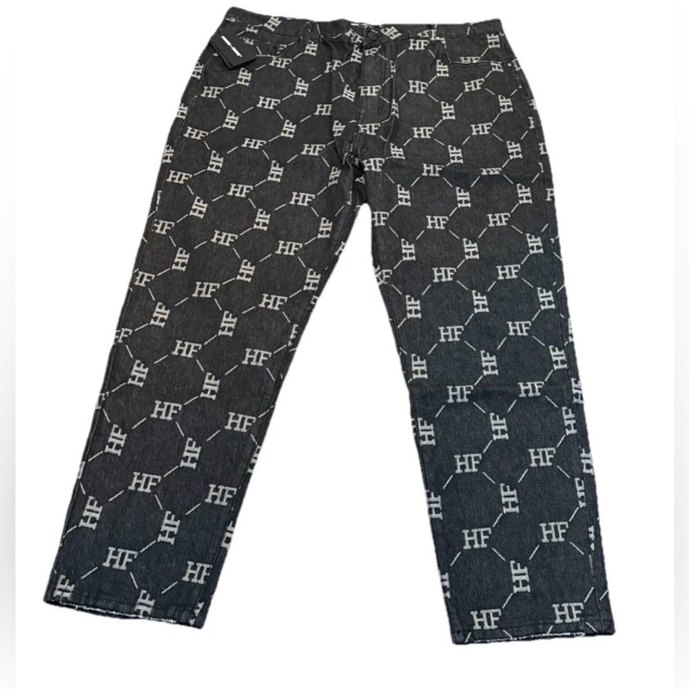 Homme + Femme Men's Straight Jeans - Black All Over Print